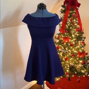 Blue off the shoulder dress
